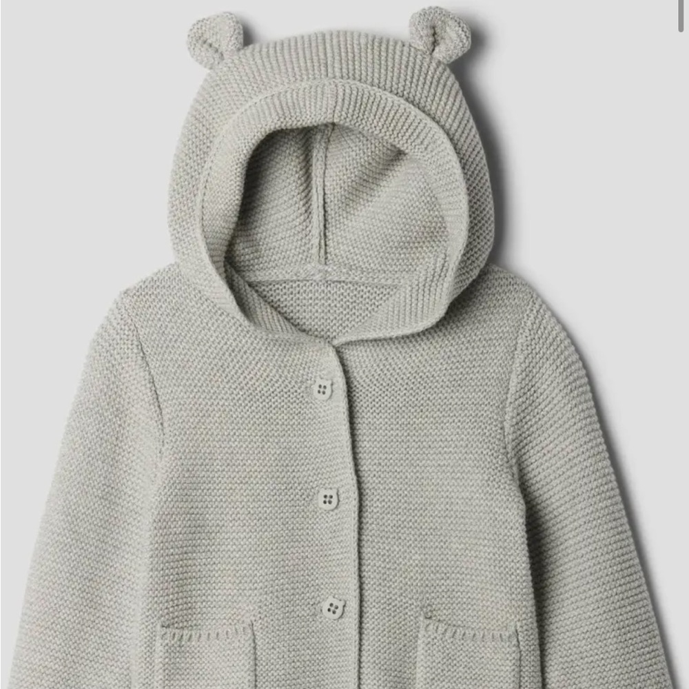GAP Light Gray Hooded Knit Sweater